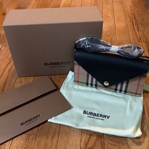 Burberry Vintage Check & Leather Wallet w/ Detachable Strap